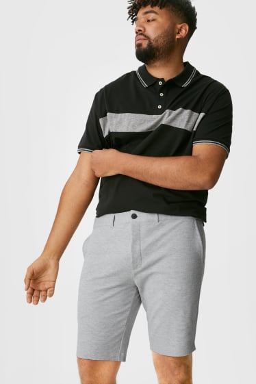 Home - Pantalons curts de xandall - de ratlles - gris clar jaspiat