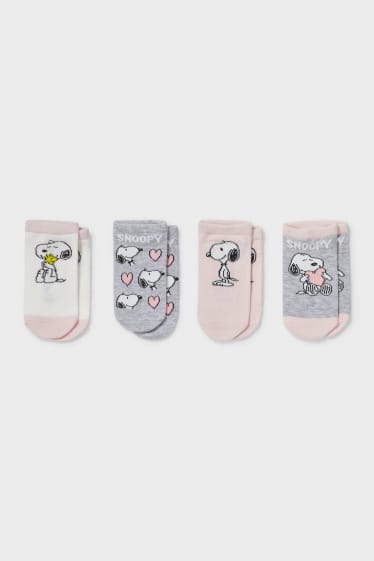 Miminka - Multipack 4 ks - Peanuts - ponožky pro miminka - růžová