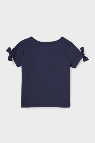 Kinder - Minnie Maus - Kurzarmshirt mit Knotendetails - dunkelblau
