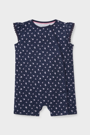 Baby's - Babypyjama - gebloemd - donkerblauw