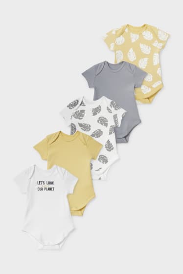 Babies - Multipack of 5 - baby bodysuit - white / gray