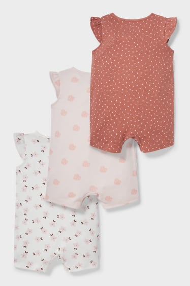 Baby's - Set van 3 - babypyjama - bruin / roze