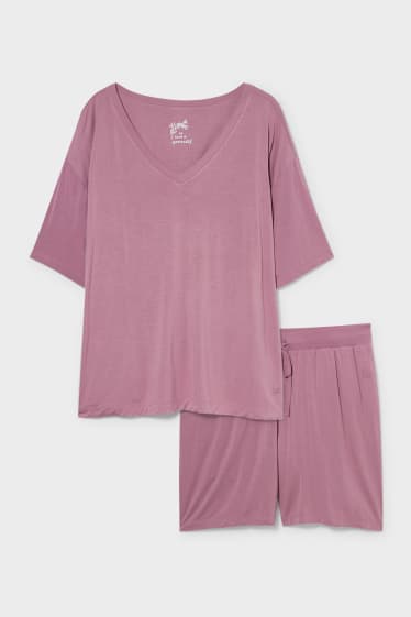 Damen - Pyjama - dunkelrosa