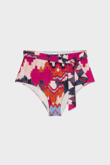 Femei - Chiloți bikini cu nod - talie înaltă - multicolor