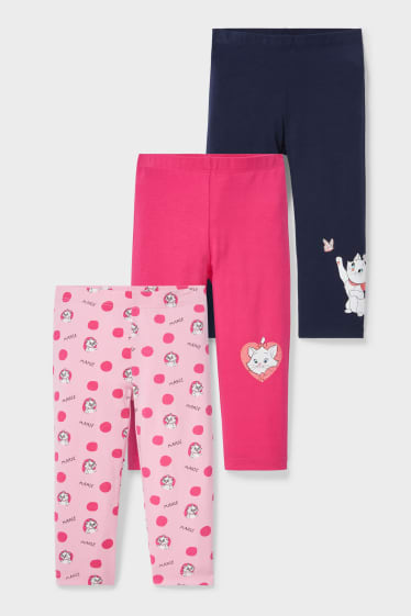 Kinderen - Set van 3 - Aristocats - capri legging - fuchsiarood / roze