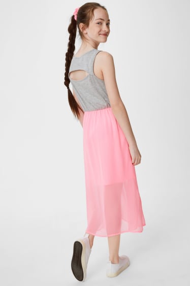 Children - Set - dress and scrunchie - 2 piece - gray / pink