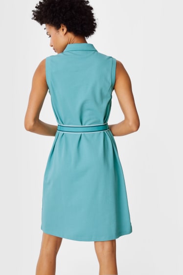 Dames - Fit & flare-jurk met riem - turquoise