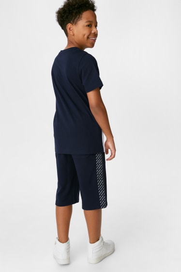 Dzieci - Zestaw - koszulka z krótkim rękawem i szorty dresowe - 2 części - ciemnoniebieski