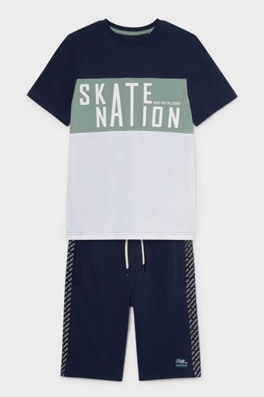 Kinderen - Set - T-shirt en sweatshorts - 2-delig - donkerblauw