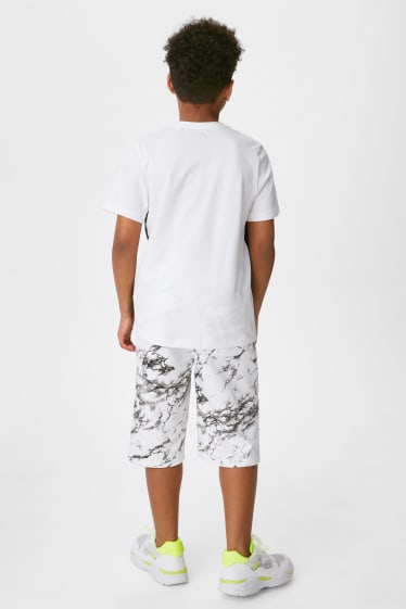 Bambini - Set - T-shirt e shorts in felpa - 2 pezzi - bianco