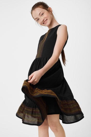 Dětské - Šaty - s lesklou aplikací - černá