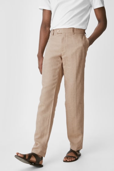 Heren - Linnen broek uit het combi-systeem - regular fit - beige