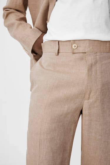 Heren - Linnen broek uit het combi-systeem - regular fit - beige