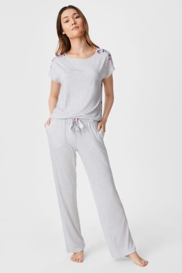 Kobiety - Spodnie od piżamy - jasnoszary-melanż