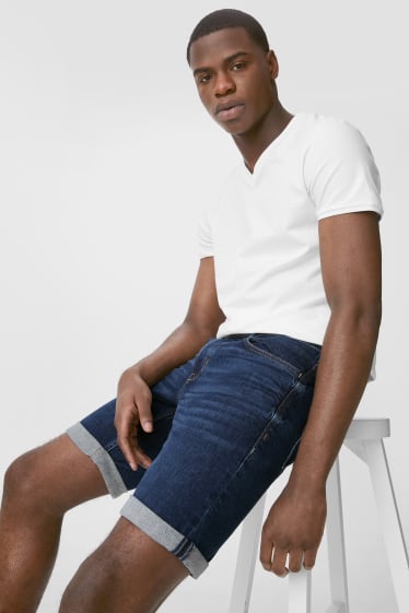 Men - Denim shorts - denim-dark blue