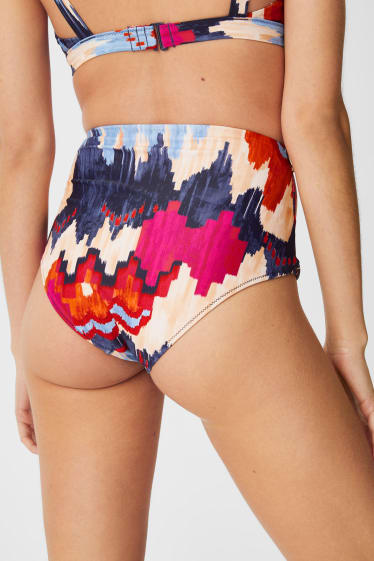 Femei - Chiloți bikini cu nod - talie înaltă - multicolor