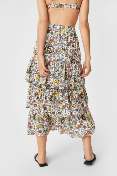 Women - Skirt - floral - creme