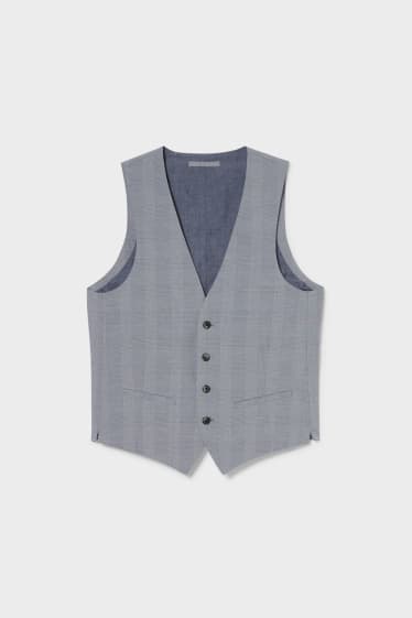 Hombre - Chaleco de traje - slim fit - elástico - de cuadros - gris claro