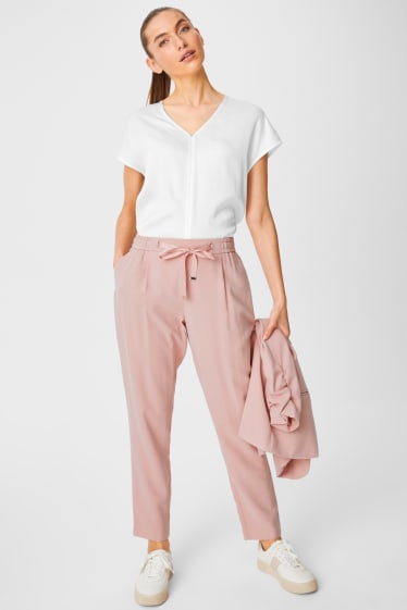 Femmes - Pantalon de tissu - rose