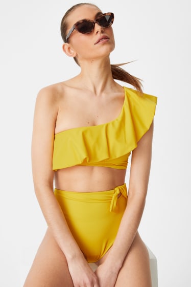 Femmes - Haut de bikini orné d’un petit nœud - high-rise - jaune