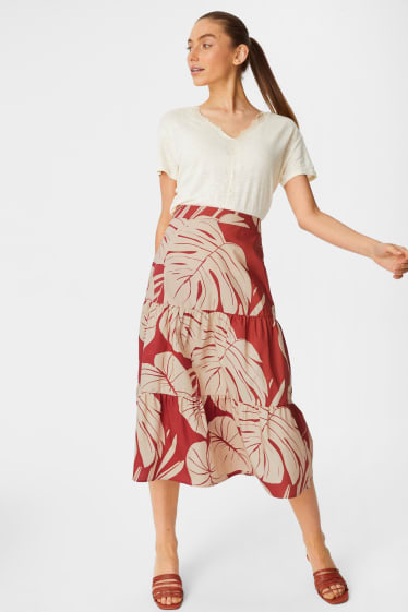 Women - Skirt - red / beige