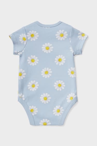 Miminka - Body pro miminka - s květinovým vzorem - světle modrá