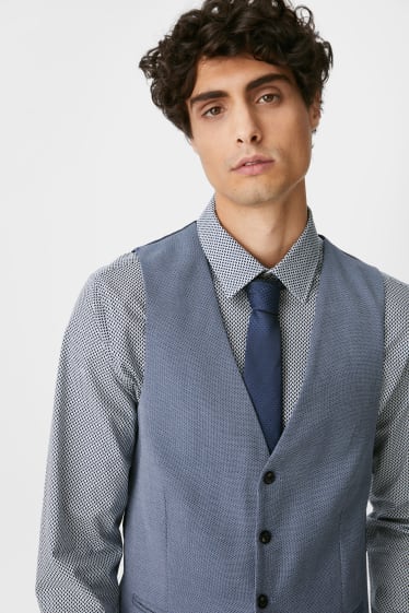 Herren - Anzug mit Krawatte - Regular Fit - Stretch - 4 teilig - blau