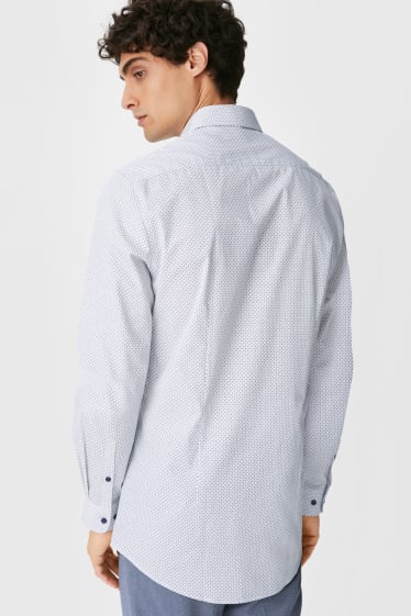 Heren - Business-overhemd - slim fit - cut away - extra lange mouwen - wit / zwart
