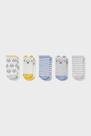 Bébés - Lot de 5 - chaussettes pour bébé - blanc / gris