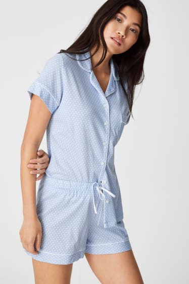 Damen - Pyjama - hellblau
