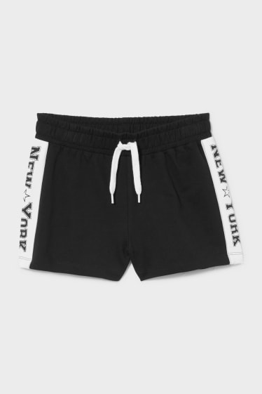 Bambini - Shorts felpati - nero / bianco