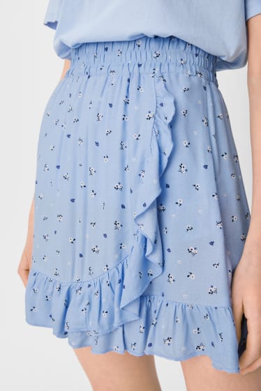 Dámské - CLOCKHOUSE - sukně - s květinovým vzorem - světle modrá