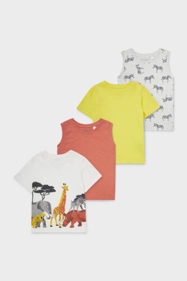 Kinder - Multipack 4er - Kurzarmshirt und Top - weiß / gelb