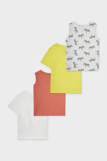 Kinder - Multipack 4er - Kurzarmshirt und Top - weiß / gelb