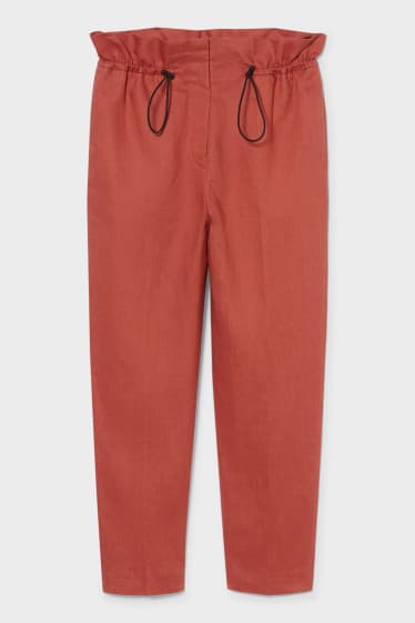 Women - Linen trousers - terracotta