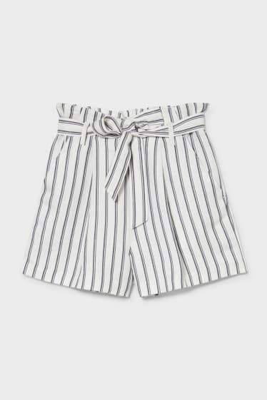 Donna - CLOCKHOUSE - shorts - misto lino - a righe - bianco