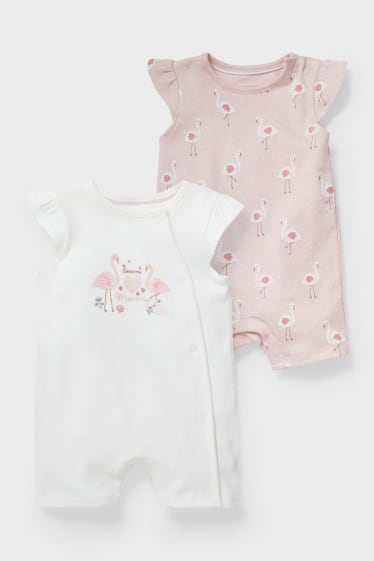 Baby's - Set van 2 - babypyjama - wit / roze