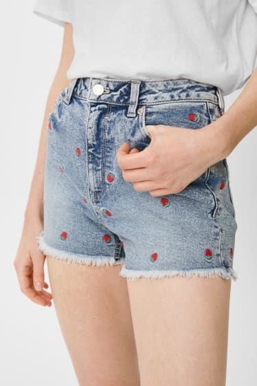 Women - CLOCKHOUSE - denim shorts - embroidered - denim-light blue