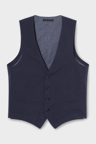 Heren - Gilet - slim fit - stretch - geruit - donkerblauw