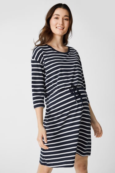 Women - Nursing dress - striped - dark blue