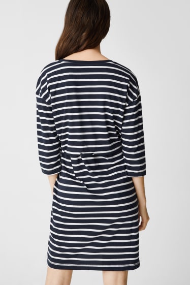 Women - Nursing dress - striped - dark blue
