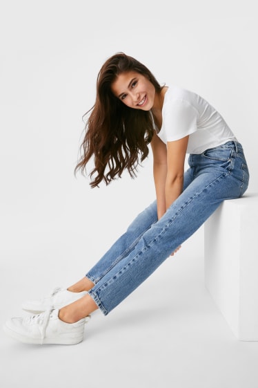 Dámské - Premium straight tapered jeans - džíny - modré
