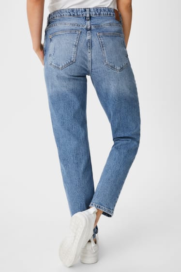 Dames - Premium straight tapered jeans - jeansblauw