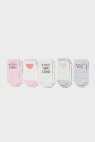 Neonati - Confezione da 5 - calze per neonati - bianco / rosa
