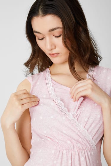 Femmes - Chemise de nuit d'allaitement - à pois - rose