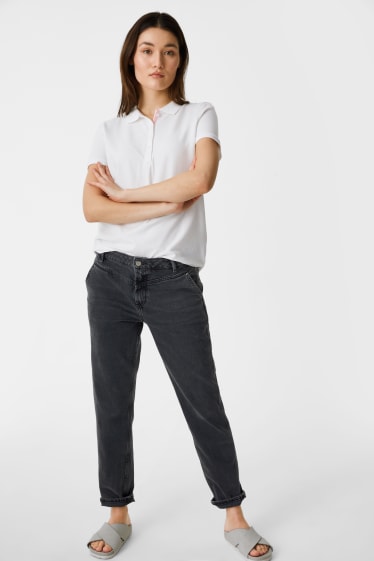 Dames - Premium straight tapered jeans - jeansdonkergrijs