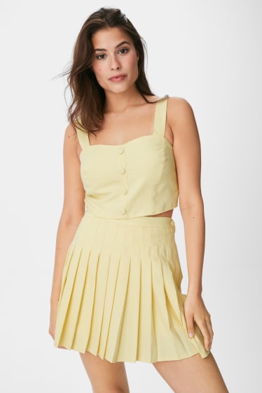 Femmes - Mini-skort ornée de plis - jaune clair