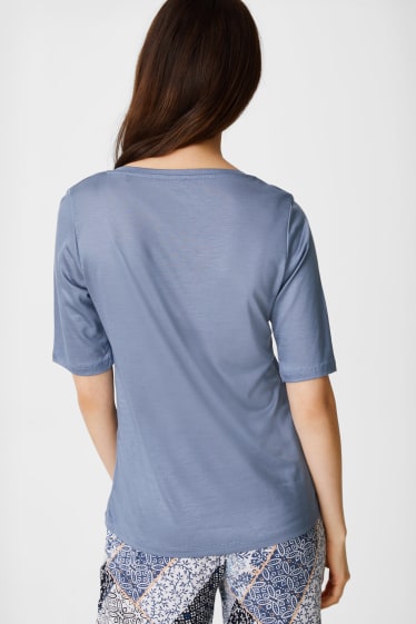 Dames - T-shirt van lyocell - blauw