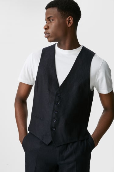 Men - Linen mix-and-match waistcoat - regular fit - dark blue