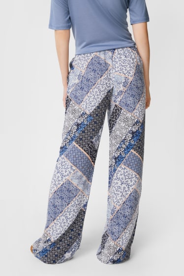 Women - Cloth trousers - palazzo - dark blue